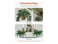 Helecho Artificial SucceBuy, Pack de 2, Helecho Falso de Boston 90-100 cm, 35 Hojas, Colgante, Decoración Interior/Exterior, Hogar/Oficina, Maceta No Incluida^ Online