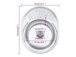 Garden Furniture Fregadero|Helene Marie Fregadero cocina con colador y sifón acero inoxidable ovalado