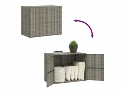 Garden Furniture Herber Armario de almacenaje de jardín ratán PE 100x55,5x80 cm Gris Sale