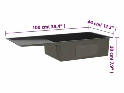 Garden Furniture Hicksville Fregadero hecho a mano acero inoxidable Negro Outlet