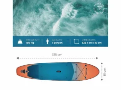 WATTSUP Hinchable Sup F11 11' - 325x81x15cm Dropstitch - Pack Paddle Leash Pump Carry Bag Naranja Outlet