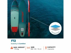 Hinchable Sup F12 12' - 366x84x15cm Dropstitch - Pack Paddle Leash Pump Carry Bag^WATTSUP Sale
