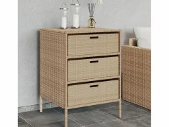 Garden Furniture Holiday Armario de almacenaje de jardín ratán PE 55x59x80 cm Beige Outlet