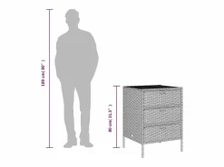 Garden Furniture Holiday Armario de almacenaje de jardín ratán PE 55x59x80 cm Gris Clearance