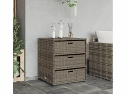 Garden Furniture Holiday Armario de almacenaje de jardín ratán PE 55x59x69 cm Gris Sale