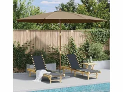 Hollywood Sombrilla de jardín con palo de madera 350 cm gris topo^Garden Furniture Sale
