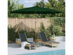 Hollywood Sombrilla de jardín con palo de madera 350 cm verde^Garden Furniture
