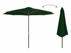 Hollywood Sombrilla de jardín con palo de madera 350 cm verde^Garden Furniture