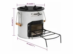 vidaxl Hornillo de leña para camping acero 45x25x26 cm Plateado Hot