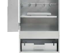 vidaxl Horno ahumador astillas madera acero galvanizado 44,5x29x110 cm Plateado New