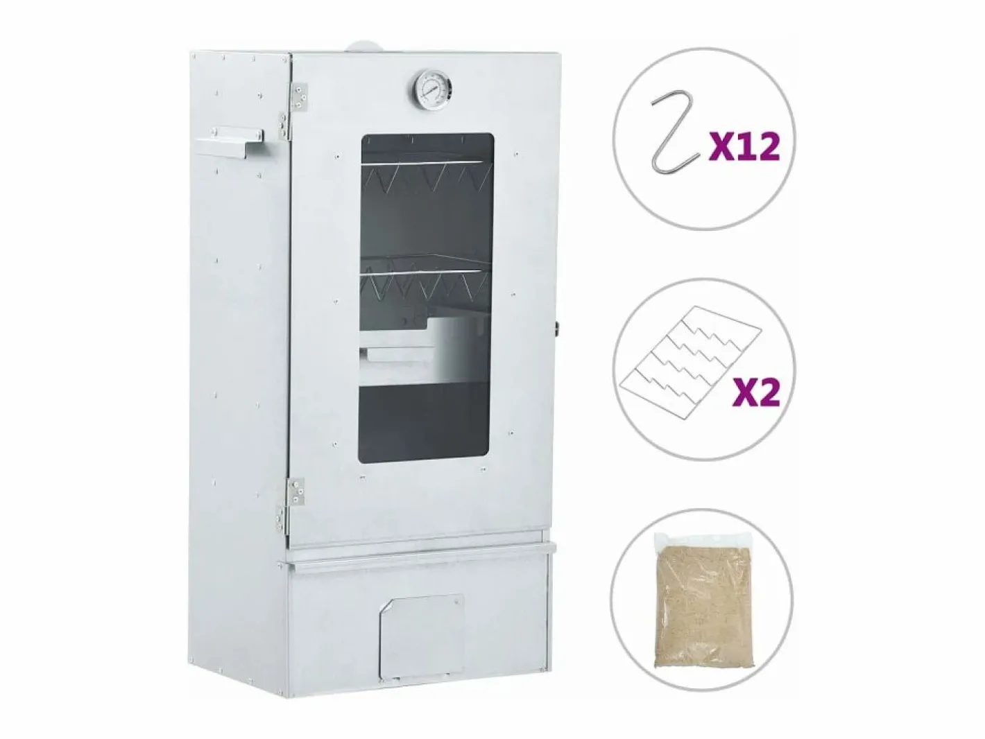 Horno ahumador barbacoa 1 kg de virutas de madera 44,5x29x83 cm^vidaxl