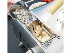 Barbacoa|Horno de pizza para exterior en acero inoxidable, leña, con piedra de hornear, puerta, plegable, 79x36x75 cm