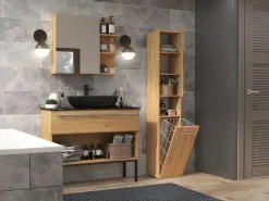 HORTI - Mueble de cuarto de baño con cesta de ropa - 31x30x174cm - Columna de almacenamiento para cuarto de baño^TOPESHOP Clearance