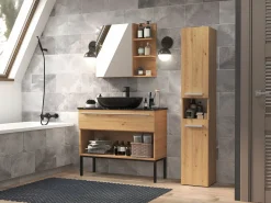 HORTI - Mueble de cuarto de baño con cesta de ropa - 31x30x174cm - Columna de almacenamiento para cuarto de baño^TOPESHOP Clearance