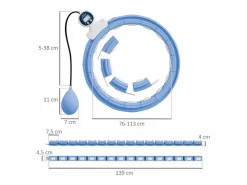 Aparato De Musculación|Hula hoop inteligente ajustable con peso y contador, plástico, claro, 16 segmentos (76x113cm)