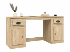 Clicnbuy idaXL Escritorio con armario contrachapada roble Sonoma Marru00f3n New