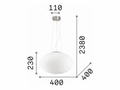 Ideal Lux Candy - Lámpara colgante de techo de 1 globo mediano, blanca, E27 Blanco Clearance