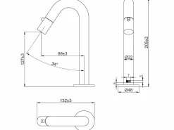 Essebagno Indus mezclador lavabo cobre cepillado agua fría Cobrizo Hot