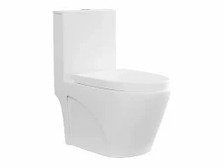 Vente-unique Inodoro de cerámica mate de pie con tapa silenciosa, desagüe horizontal, NAGILAM Blanco