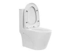 Vente-unique Inodoro de cerámica mate de pie con tapa silenciosa, desagüe horizontal, NAGILAM Blanco