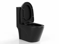 Vente-unique Inodoro De Pie|Inodoro de cerámica mate con tapa silenciosa, NAGILAM