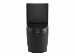 Vente-unique Inodoro de pie de cerámica mate, tapa silenciosa, evacuación horizontal NAGILAM Negro