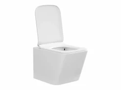 Vente-unique Inodoro flotante de cerámica mate sin brida, L51,5 x Alt. 34, CLEMONA Blanco Hot