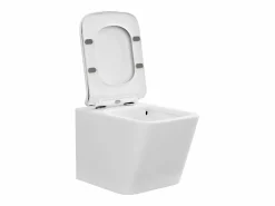 Vente-unique Inodoro flotante de cerámica mate sin brida, L51,5 x Alt. 34, CLEMONA Blanco Hot