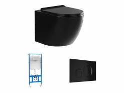 Vente-unique Inodoro flotante brillante con bastidor y placa de accionamiento, JAVOINE Negro Online
