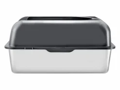 Higiene Y Cuidado De Mascotas|Inodoro para Gatos SucceBuy, Caja de Arena de Acero Inoxidable de 15.24 cm de Profundidad con Filtro y Escalón