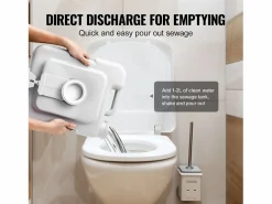 Inodoro Suspendido|Inodoro Portátil SucceBuy 12 L, Inodoro Portátil para Camping y Viaje con Cisterna de Chorro de Agua