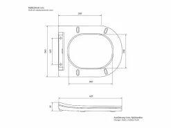 LuxeBath Inodoro sin borde Inodoro suspendido Softclose Nanorrevestimiento Tapa corta Fun Blanco