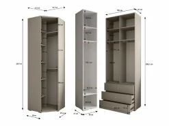 Inova 3 armario con puertas batientes 236,7/182/47 Negro / Dorado Best