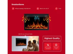 Insert eléctrico INFINITY para chimenea eléctrica - fuego premium - empotrada - 66x14x50 cm - chimenea LED con calefacción 750/1500 W^ Sale