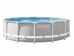 Intex Piscina Tubular|26724NP - Piscina Redonda Prisma Frame con bomba depuradora, escalera y láminas, 457x107 cm