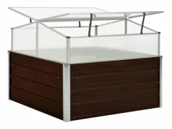 Clicnbuy Invernadero De Jardín|Invernadero de acero galvanizado marrón 100x100x85 cm
