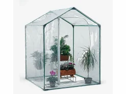 Buzz metallurgica Invernadero de balcón para plantas y flores de 153 x 153 x h210 cm en PVC y acero Mimosa M Transparente Hot