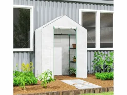 Invernadero de jardín con puerta enrollable, ventanas, estantes, plástico reforzado, (143x74x190cm)^ Sale