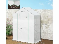 Invernadero de jardín con puerta enrollable, ventanas, estantes, plástico reforzado, (143x74x190cm)^ Sale