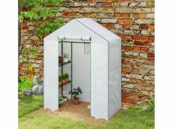 Invernadero de jardín con puerta enrollable, ventanas, estantes, plástico reforzado, (143x74x190cm)^ Sale