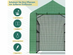 Invernadero de jardín con 8 estantes, puerta enrollable, estructura de acero y cubierta de PE, (244x180x210 cm)^ Outlet