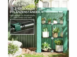 Invernadero De Jardín|Invernadero de jardín con estantes, puerta enrollable, de acero, con protección UV, para verduras y plantas, (100x40x150 cm)