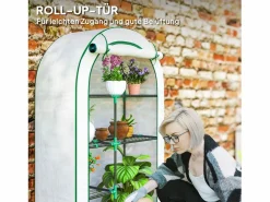 Invernadero de jardín con techo redondeado, estanterías, acero, (100x45x160 cm) Blanco Outlet