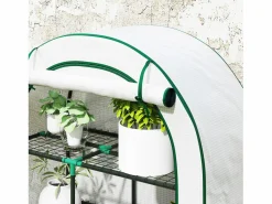 Invernadero de jardín con techo redondeado, estanterías, acero, (100x45x160 cm) Blanco Outlet