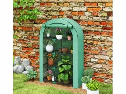 Invernadero de jardín con techo redondeado, estanterías, acero, (100x45x160 cm)^ Online
