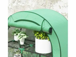 Invernadero de jardín con techo redondeado, estanterías, acero, (100x45x160 cm)^ Online