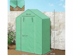 Invernadero De Jardín|Invernadero de jardín con puerta enrollable, ventanas y estantes, invernadero de invierno de plástico, estructura de metal, para balcón y jardín (143x74x190 cm)