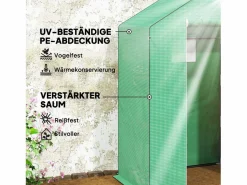 Invernadero De Jardín|Invernadero de jardín con puerta enrollable, ventanas y estantes, invernadero de invierno de plástico, estructura de metal, para balcón y jardín (143x74x190 cm)