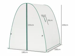 Invernadero de jardín con puerta enrollable, 2 ventanas, lona reforzada, estructura de acero, color (180x180x200cm)^ Online