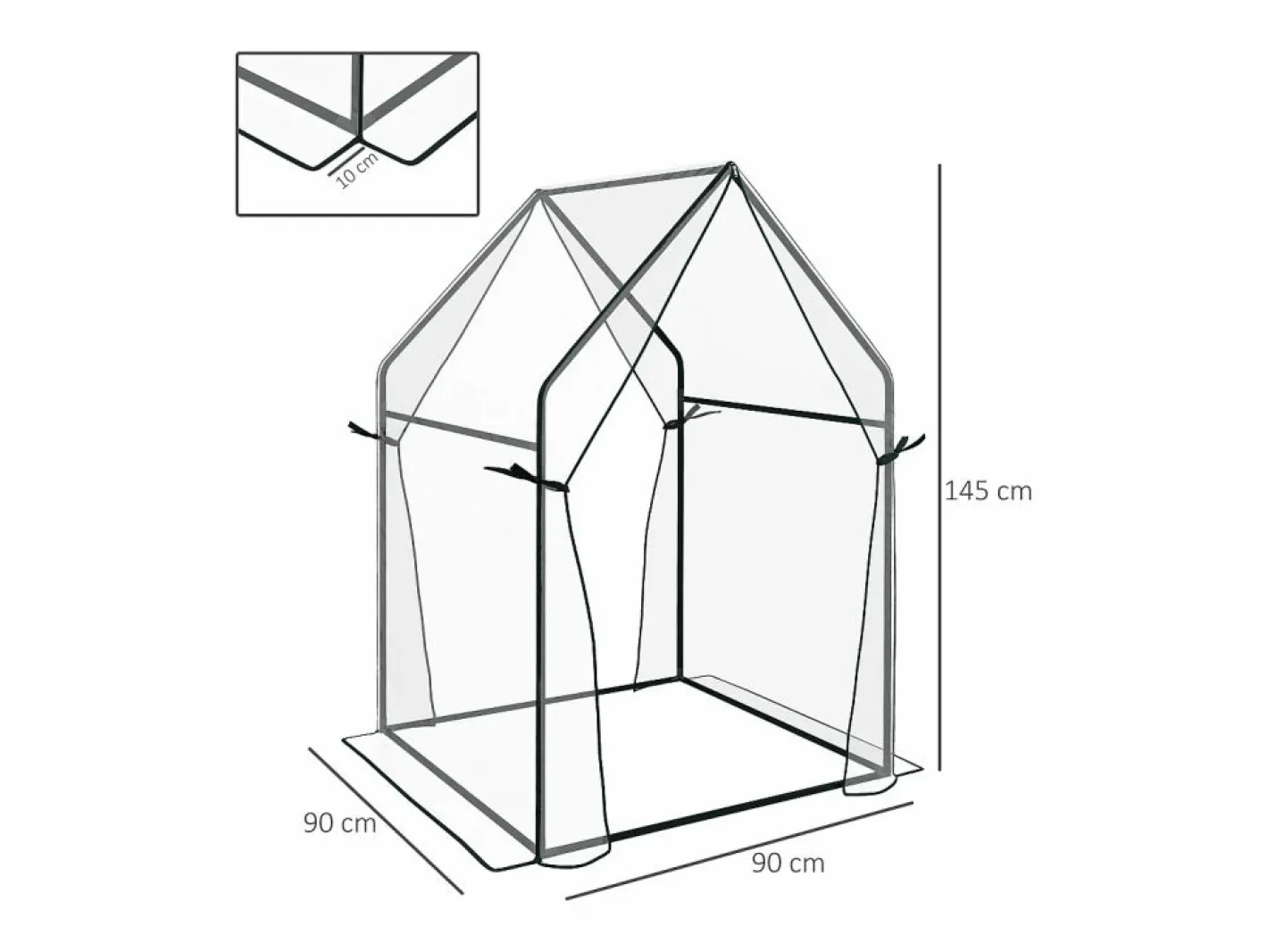 Invernadero de jardín con doble puerta, estructura de acero, , 90 x 90 x 145 cm^ Outlet